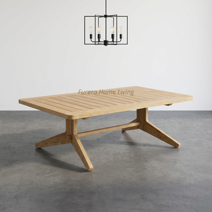 Table basse rectangulaire minimaliste en bois pour l'extérieur, idéale pour le jardin et la terrasse - Product Image 1