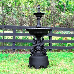 Fuente de agua de 2 niveles para jardín exterior BLVE, estilo clásico, fuente de bronce fundido negro antiguo. - Product Image 1