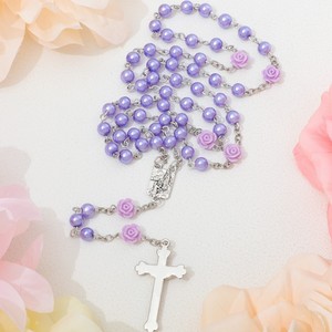 Rosario <span class=keywords><strong>de</strong></span> Perlas <span class=keywords><strong>de</strong></span> Cristal con Cuentas <span class=keywords><strong>de</strong></span> la Virgen María, Hecho a Mano, con Flores <span class=keywords><strong>de</strong></span> Rosa, para Mujer, Religioso, Católico - Product Image 3