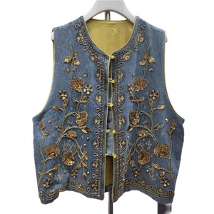 <span class=keywords><strong>Gilet</strong></span> en toile <span class=keywords><strong>chic</strong></span> vintage pour <span class=keywords><strong>homme</strong></span>, veste sans manches en velours brodé, col mandarin, vêtement d'extérieur décontracté à boutons pour l'automne - Product Image 1