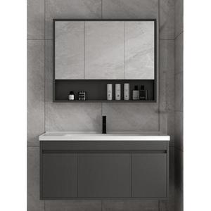 CR Modern Grey <b>Bathroom</b> Vanity Set 1020mm Solid <b>Wood</b> Cabinet With Ceramic Basin And <b>Mirror</b> - Product Image 4