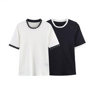 เสื้อยืดลำลองแขนสั้นคอกลมพิมพ์ลายทอผ้ารักษ์โลกสำหรับผู้หญิง TAOP&ZA รุ่นฤดูใบไม้ร่วง - Product Image 2