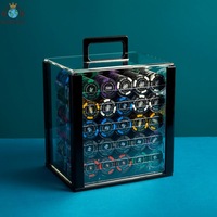 Boîte à jetons de poker Texas 1000 pièces, portable, en acrylique épaissi, transparente, avec 10 supports à jetons pour le divertissement
