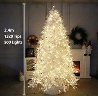 Nouvel arbre de Noël blanc floqué pré-éclairé tendance, branches en PE, lumières LED blanc chaud, arbre de Noël artificiel pour la décoration des fêtes