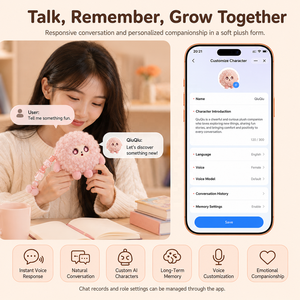 Qiuqiu AI Llavero <span class=keywords><strong>de</strong></span> Peluche Rizado con Activación por Voz, Memoria <span class=keywords><strong>de</strong></span> Largo Alcance ChatGPT, Control por Aplicación Multifuncional, Pompón <span class=keywords><strong>de</strong></span> Cuentas, 3 Colores, 2.4G - Product Image 2