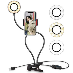 Lumière d'appoint annulaire 3-en-1 avec microphone et clip, éclairage LED portable à contrôle par interrupteur, alimenté par USB pour <span class=keywords><strong>TikTok</strong></span>, diffusion en direct, selfie et photographie - Product Image 1