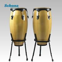 Ensemble de tambours congas latins 10 pouces 11 pouces, corps en fibre de verre, peau de vache naturelle, tambour à main pour performance sur scène et en bar