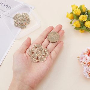 Clips à chaussures en cristal PCS, breloques de luxe en strass de X pouces, boucles florales exquises couleur or clair, décoration bijoux avec boîte pour femme - Product Image 3