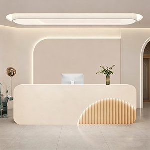 CR179 High Gloss Car Paint Curved Reception Desk with Ambient LED Light Commercial Beauty Salon & Medical Office Counter - Product Image 6