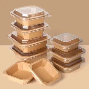 Custom Take Away Noodle Container Ice Cream Disposable Salad Food Paper Bowl With Lid