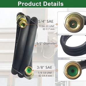 <span class=keywords><strong>1</strong></span>/2 "вакуумный шланг HVAC, фитинги 3/8" до <span class=keywords><strong>1</strong></span>/<span class=keywords><strong>4</strong></span> "SAE 20 микрон шланг вакуумного насоса 6 футов, шланги для эвакуации с высоким потоком - Product Image 2