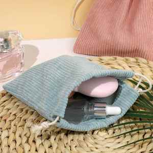 6pcs <b>Makeup</b> Pouch Soft Corduroy <b>Drawstring</b> Cosmetic <b>Bag</b> for Jewelry and <b>Makeup</b> Compact Travel Organizer - Product Image 2
