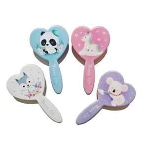Precio de fábrica Kid-friendly Mini tamaño de dibujos animados cepillo de bolsillo lindo en forma de corazón Animal tema caballo Pony Panda paleta cepillo de pelo - Product Image 1
