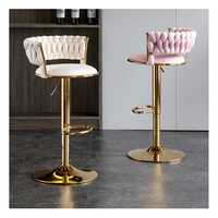 Nouvelle conception, chaise haute de bar de style nordique, mobilier commercial, tabourets de comptoir de cuisine ronds en or tressés, chaise de bar