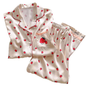 <span class=keywords><strong>Pigiama</strong></span> in Seta Ghiaccio di Lusso <span class=keywords><strong>Leggero</strong></span> da Donna, Estivo, Semplice e Comodo, a Maniche Corte e Pantaloni Lunghi, Indossabile anche Fuori Casa, Completo Abbigliamento - Product Image 1