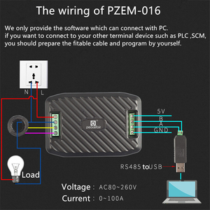 PZEM-016 เครื่องวัดพลังงานเฟสเดียว RS485 Modbus RTU เครื่องวัดพลังงาน KWH วัตต์มิเตอร์พร้อมสาย USB สำหรับข้อมูลแบบเรียลไทม์ L11 - Product Image 3