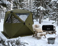 Tente de sauna thermique pour la pêche sur glace Warmfire, en Oxford 600D, triple couche, imperméable, thermique, une chambre, montage rapide et automatique