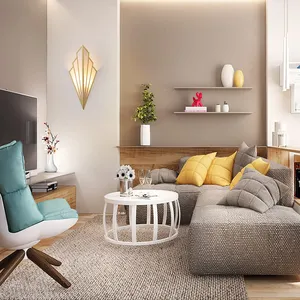 Applique da Parete in Ferro Stile Art Deco, Lampada Minimalista a Muro in Lino E14 <span class=keywords><strong>per</strong></span> Soggiorno e Camera da Letto, Luce Vintage a Forma di Ventaglio - Product Image 4