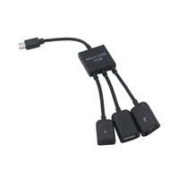 Adaptateur Android Micro USB OTG un à trois câbles Hub de souris de jeu mobile avec alimentation compatible avec les prises US/UK/EU