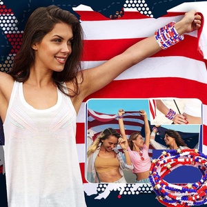Decoración de fiesta, 12 piezas, 4 de julio, pulsera Patriótica con cuentas, <span class=keywords><strong>Independencia</strong></span> de EE. UU., pulseras del 4 de julio para mujer - Product Image 5