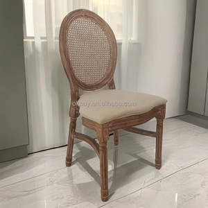 Оптовая продажа, популярный французский стул из ротанга с деревянной спинкой, обеденный стул из массива дерева, Штабелируемый, свадебный стул для ресторана - Product Image 5