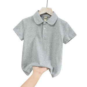 Polo à manches courtes pour enfants, 100 % coton, pour garçons et filles, nouveau style coréen, couleur unie, respirant, col à revers, haut fin pour l'été - Product Image 1
