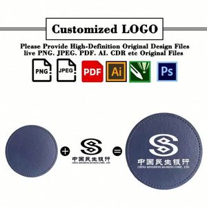 Sous-verres en cuir PU personnalisables en gros, vierges, gravables au laser, avec logo d'entreprise, sous-verres ronds pour promotion, hôtel, restaurant, cadeau - Product Image 2
