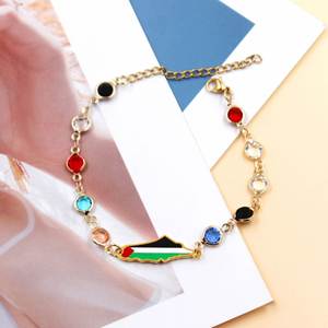 Pulsera con Mapa de la Bandera de Palestina, Joyería Palestina de Alta Calidad, Dijes de Acero Inoxidable, Regalo Promocional para Fiestas - Product Image 4