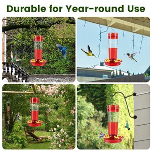 Mangiatoie per Colibrì in Plastica da Esterno, Appendibili, Anti-Anti-Ape, Rosse, con 5 Porte di Alimentazione e Posatoi - Product Image 6