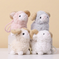 En gros, Porte-clés pendentif mignon en peluche de mouton à cornes courbes, OEM, Mascotte de dessin animé en peluche douce, Jouet animal en peluche (chèvre, agneau) pour cadeau