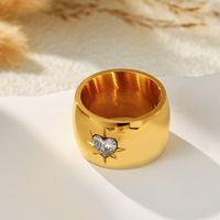 Breiter Herz-Kristall-Ring mit Durchbruchmuster in Gold und Silber, Auffälliger Luxus-Ring für Verabredungen, Boutique-Großhandel, Geschenk, Modische Ringe