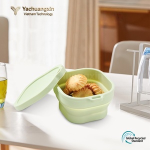 Tazón cuadrado pequeño plegable de silicona portátil para viajes al aire libre, juego de vajilla para lonchera, tazón de silicona de grado alimenticio para fideos instantáneos - Product Image 4