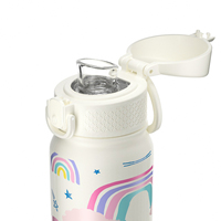 Botella de Agua Infantil de Acero Inoxidable de Doble Pared y Aislamiento al Vacío de 550 ml con Pajita, Diseño de Dibujos Animados, Logotipo Personalizado, Venta al Por Mayor