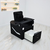 Fauteuil de pédicure spa noir de luxe avec massage électrique et table pliable, porte-gobelet pour salon de manucure et pédicure