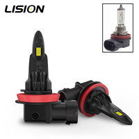 Lot de 2 mini phares antibrouillard LED sans ventilateur pour voiture H1 H3 H7 H8/H11 9005/HB3 9006/HB4 12V 15W 3000LM 6500K 3000K Ambre pour ampoule de phare