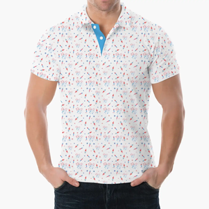 Chemises de golf et de tennis pour hommes à manches courtes avec logo personnalisé, été, 87,3% polyester, 12,7% élasthanne, tissu respirant, doux, imprimé - Product Image 1