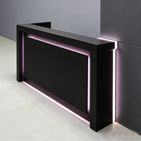 Comptoir de réception de luxe sur mesure, design traditionnel, écologique, haut de gamme, avec éclairage LED, design moderne, comptoir en marbre artificiel