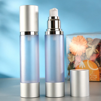 Flacon pompe airless métallique argenté de 50 ml pour encre de tatouage, pigment, rechargeable, dépoli, sans BPA, pour soins de la peau, avec logo personnalisé