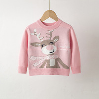 Neuer Winter-Weihnachtspullover für Kinder mit Cartoon-Muster, Rundhals-Strickpullover, Schuloutfit für Jungen und Mädchen aus Elastischem Stoff