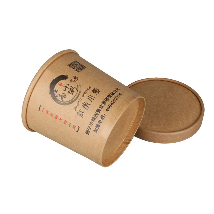 White custom kraft cardboard paper soup cups takeaway hot food container