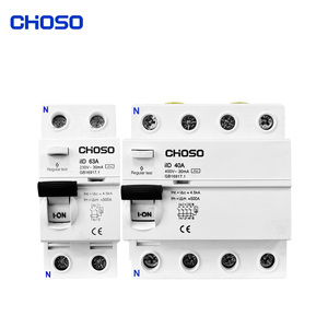 Disjoncteur miniature domestique CHOSO <span class=keywords><strong>ID</strong></span> 2P4P 32A40A63A RCBO 230V400V <span class=keywords><strong>30mA</strong></span> 4.5kA PA66 CE, montage sur rail DIN, courbe BCD C LI - Product Image 1