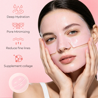 Masque en tissu aux herbes pour la nuit, au collagène rose saumon, vitamine C et acide hyaluronique, pour une peau éclatante, des pores resserrés et une peau lisse
