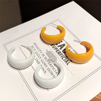 Boucles d'oreilles demi-cercle acrylique hyperbole blanc jaune fluorescent
