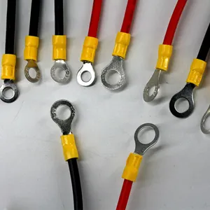 Pabrik merah/hitam 1/2/3M disesuaikan 1015 10AWG kabel listrik Cincin terminal Lug konektor kawat PVC