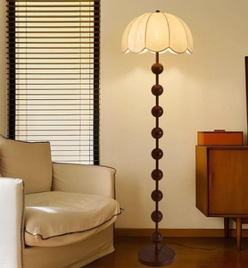 Lampadaire LED de salon vintage de style français, style Wabi-sabi rétro, abat-jour en tissu, pour hôtel, près du canapé, à intensité variable, haute luminosité - Product Image 1