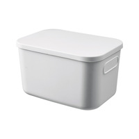 Boîte de rangement blanche avec couvercle, pour trier les affaires du bureau, étiquetage et panier de rangement pour cheveux