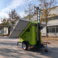 Remorque solaire mobile certifiée CE avec mât manuel de 6 m, tour de vidéosurveillance mobile pour parkings extérieurs