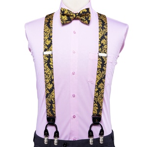 Vente en gros de bretelles de luxe pour hommes adultes ensemble de pinces en cuir et de nœuds papillon pour la fête de mariage et les affaires - Product Image 3