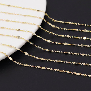 Chaîne à maillons en O en laiton plaqué or 14 carats avec paillettes |   Chaîne fine minimaliste à pampilles pour la fabrication de colliers et de bracelets - Product Image 2