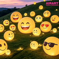 Boule gonflable lumineuse LED multi-styles, sphère lumineuse personnalisée avec visage souriant, décoration de paysage pour pelouse extérieure, festival nocturne